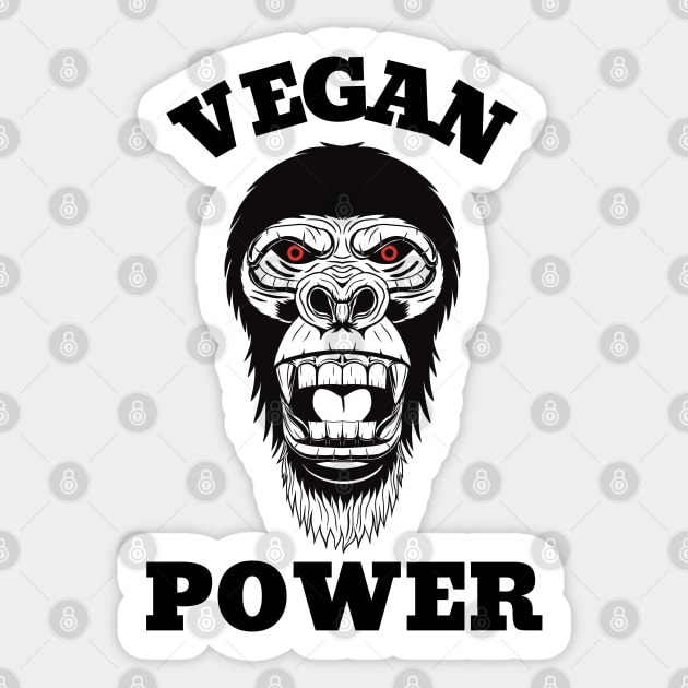 Vegan Power Workout, Gorilla Head Sticker by micho2591